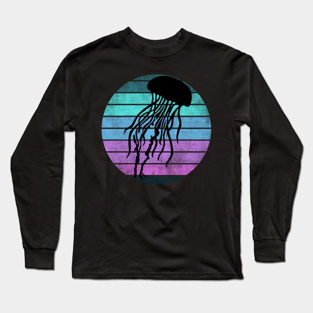 Cheese Jellyfish Vintage Sunset Long Sleeve T-Shirt by GypsyBluegrassDesigns